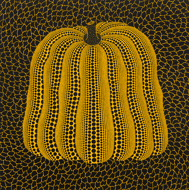 Yayoi Kusama. PUMPKIN [WUTIU], 2018. Acrylic on canvas, 100 x 100 cm (39 3/8 x 39 3/8 in). © Yayoi Kusama. Courtesy Ota Fine Arts, Tokyo / Singapore / Shanghai and Victoria Miro, London / Venice.